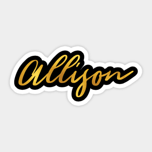 Allison Name Hand Lettering in Gold Letters Sticker